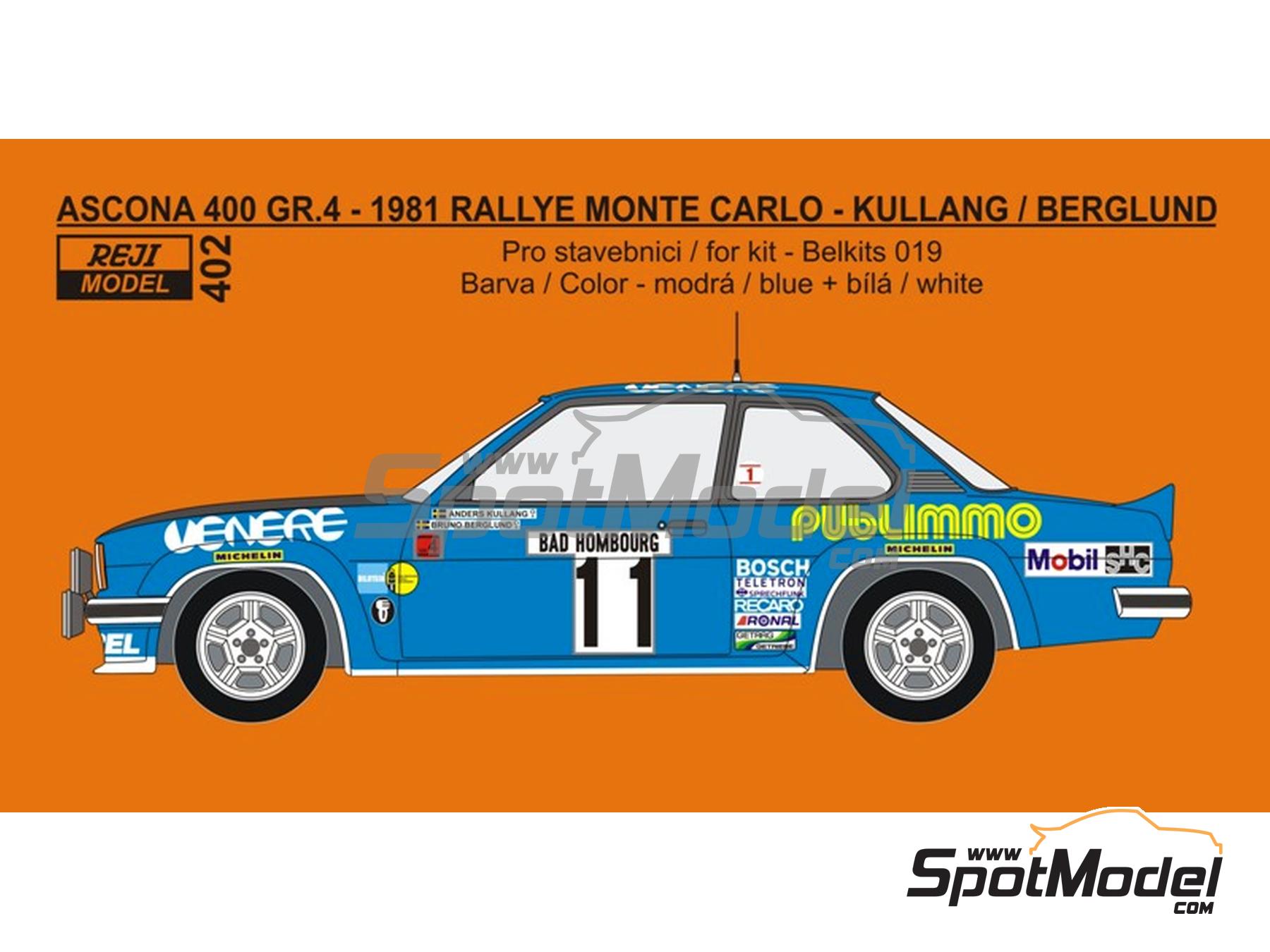 Reji Model 402: Marking / livery 1/24 scale - Opel Ascona 400